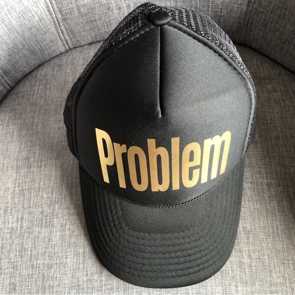 Black PROBLEM neoprene trucker mesh hat cap adjustable back - Picture 3 of 9